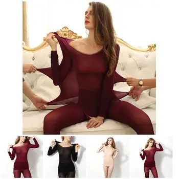 

2019 Newly Women Winter Seamless Thermal Inner Wear Set Warm Tops+Pants 2Pcs Suit MSJ99