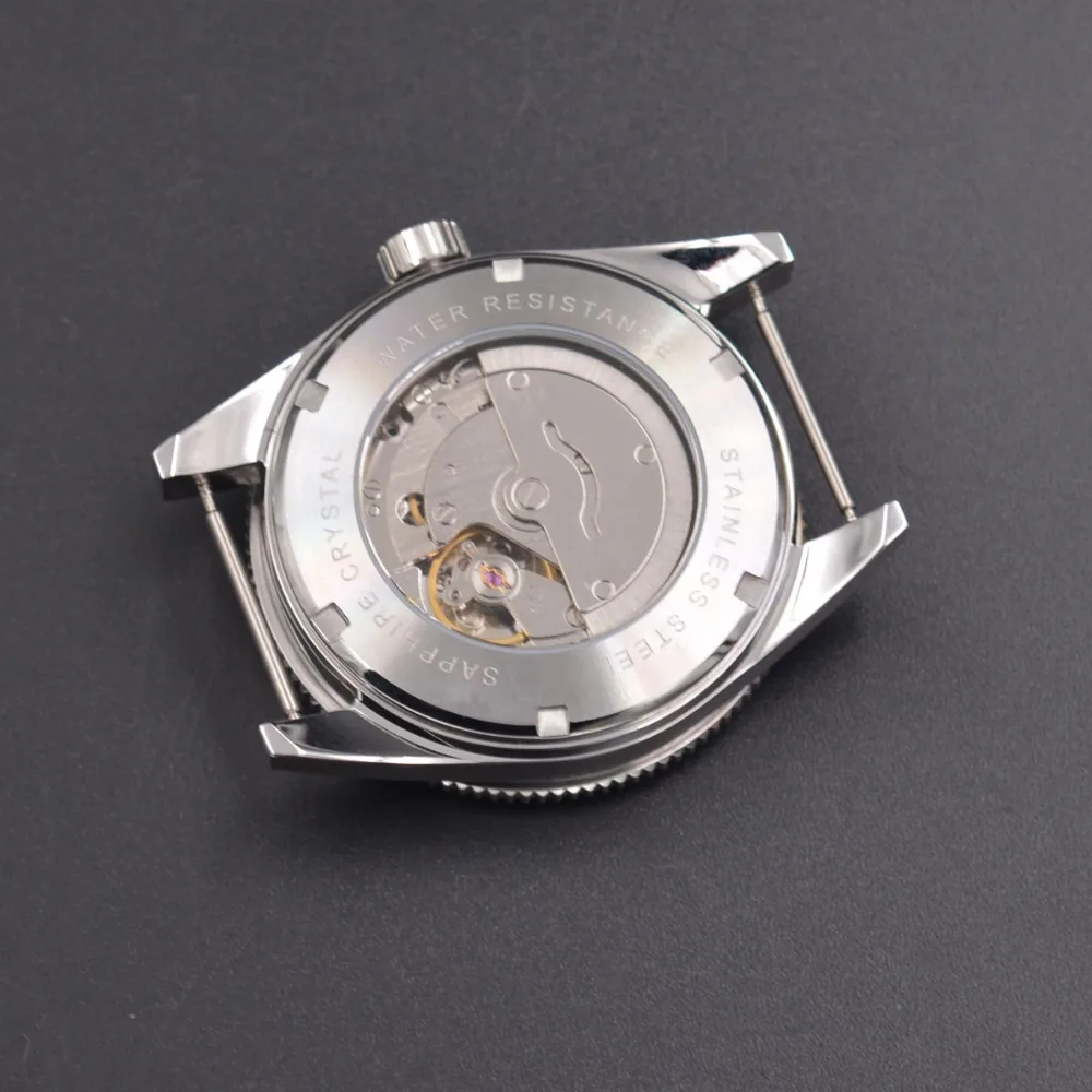 Мужские часы из сапфирового стекла 41 мм, светящиеся черные часы с нейлоновым ремешком, военные автоматические механические мужские часы