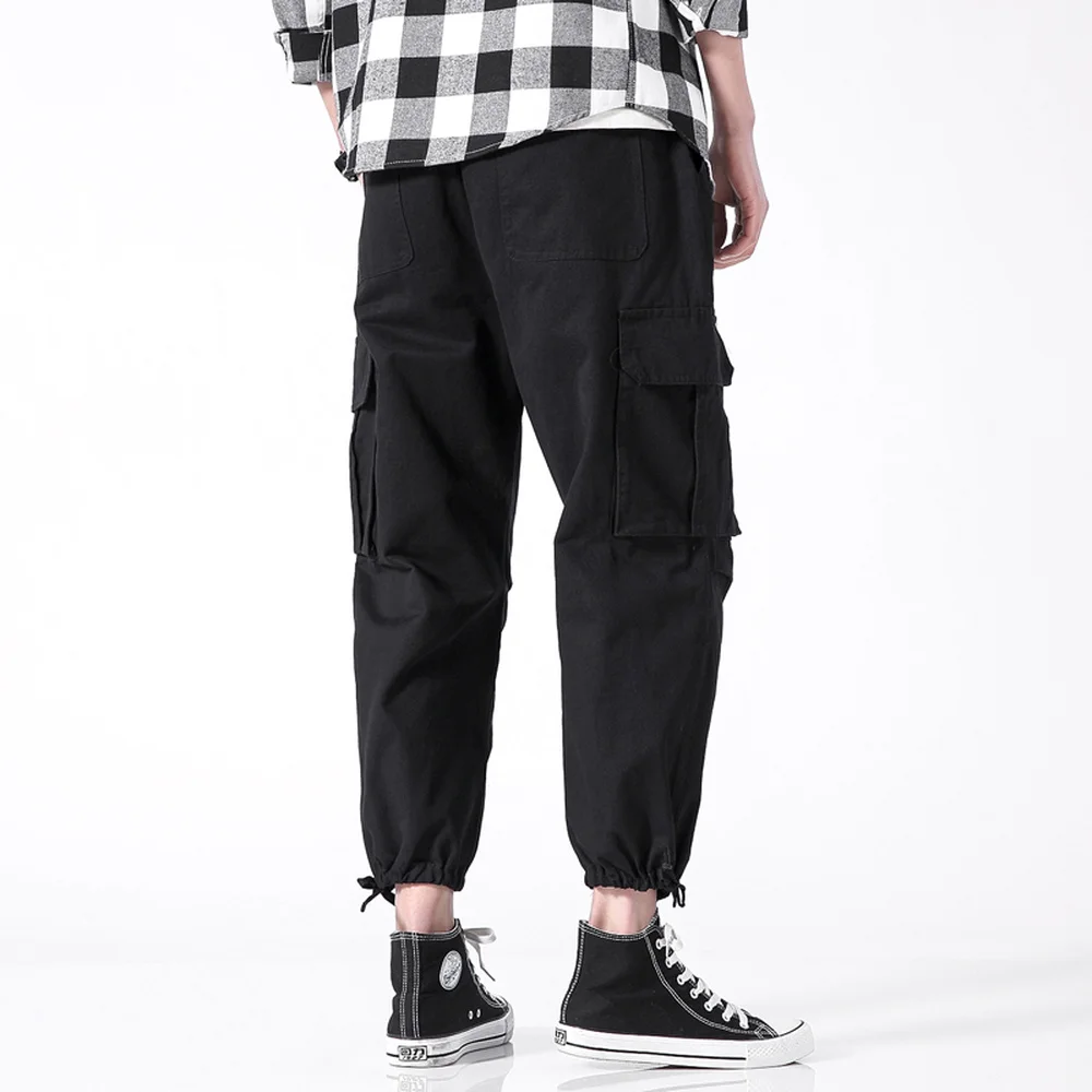 Spring Summer Joggers Streetwear Straight Cargo Pants Men Plus Size Side Pockets Pants Male 2019 Cotton Casual Plus Size 5XL