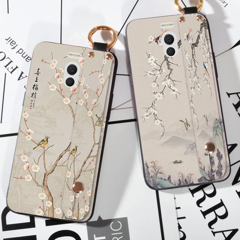 

3D Embossed Flowers Case For Meizu M2 M3 Note / M3S Mini Hand Cover Wrist Strap Cases For Meizu M3 Max Capa Stand Coque