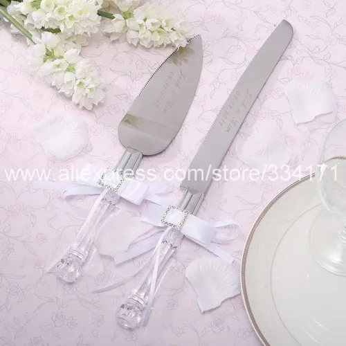 

Personalized Rhionstone square decoration Wedding Cake Serving Set wedding knife pizza knife 1006DS