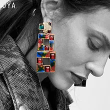 

JYA Big Long Statement Earrings for Women Multicolor Exaggerated 2018 Ladies Fashion Earrings Drop Dangle Pendant Female Jewelry