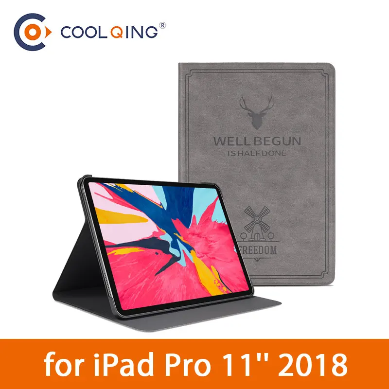 

Printing Tablets Case For iPad Pro 11 2018 PU Deerskin Texture Smart Wake Sleep Case Protective Cover For iPad Pro 11 2018 Case
