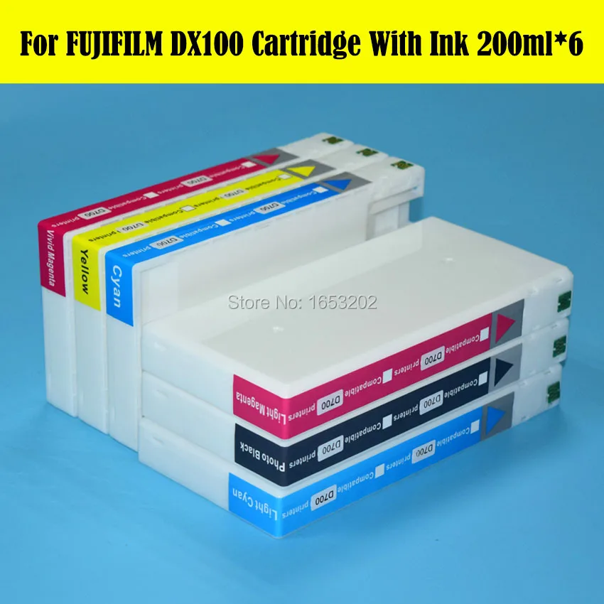 6 шт. FUJI DX 100 чернильный картридж с заправкой полные чернила для принтера Fujifilm DX100