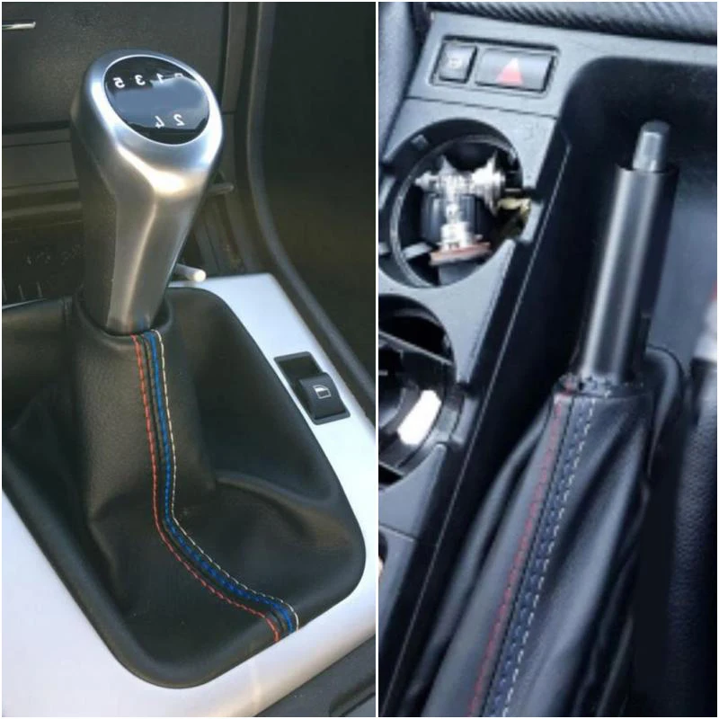 

2pcs/set Black Car Gear Stick Boot +Handbrake Boot PU Leather Replacement Accessories Parts Suitable For BMW 3 Series E36 E46 M3
