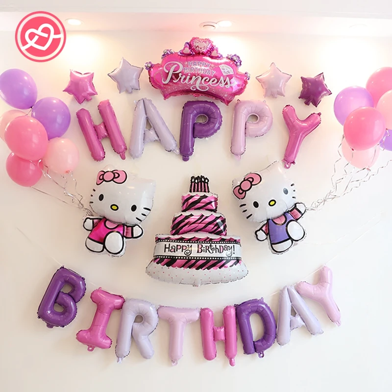 Hello Kitty Birthday Balloons Latex & Foil Theme Set balloon 