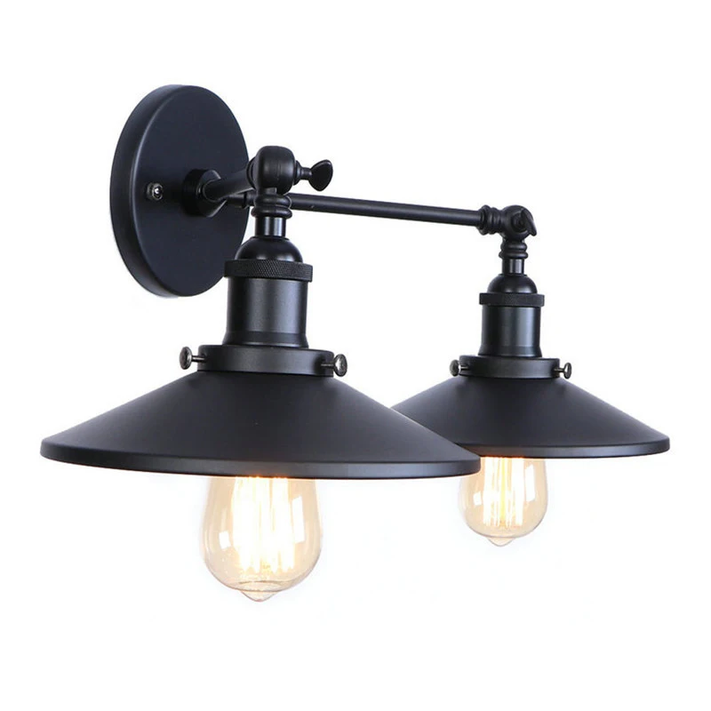 Черный Американский промышленный настенный светильник LED Edison 2 головки
