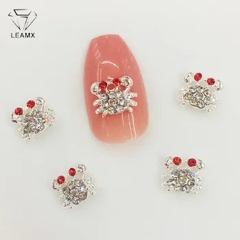 

LEAMX 10Pcs Kawaii 3D Crab Nail Art Decorations Metal Crab Shape Rhinestones Nails Charms DIY Diamonds For Manicure Decor L491