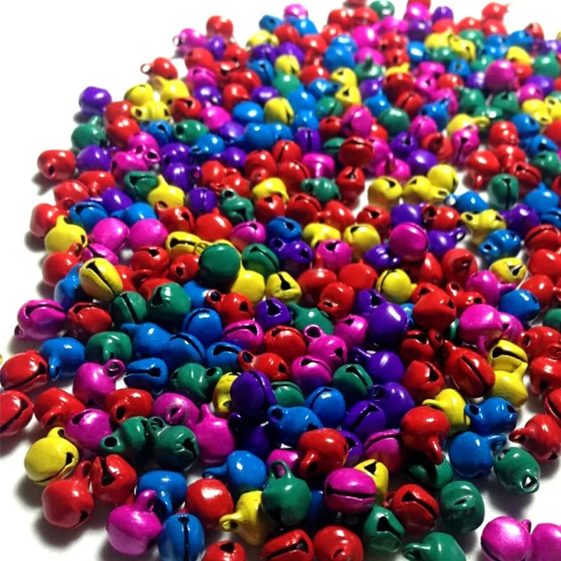 

200Pcs/lot Iron Loose Beads Jingle Bells DIY Handmade Crafts Christmas Colorful Decoration Pendants 6121wn