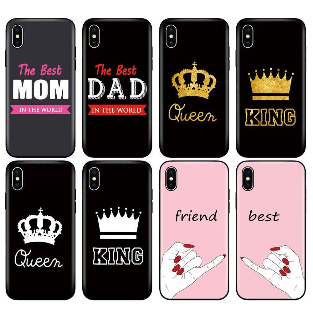 

Black tpu case for iphone 5 5s se 6 6s 7 8 plus x 10 case silicone cover for iphone XR XS MAX best MOM DAD king queen friend