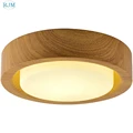 Modern Wooden Round Ceiling Lamp Glass Lamp Shade Led Ceiling Light for Living Room Bedroom Bar Study Indoor Lighting Fixture|Ceiling Lights| | -