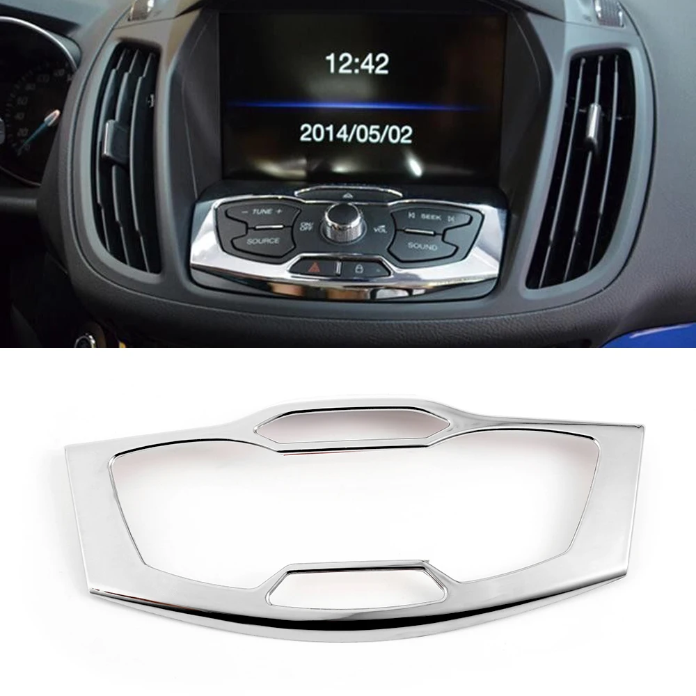 

For Ford Escape Kuga 2013 2014 2015 2016 Chrome Central Control Navi Center Console Cover Trim Frame Garnish Molding Decoration