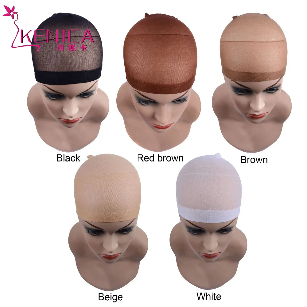 Kenica Hair Good Quality Wig Cap Hairnets for Weave 2 Pieces/Pack Hair Wig Nets Stretch Mesh Wig Cap for Making Wigs Free Size