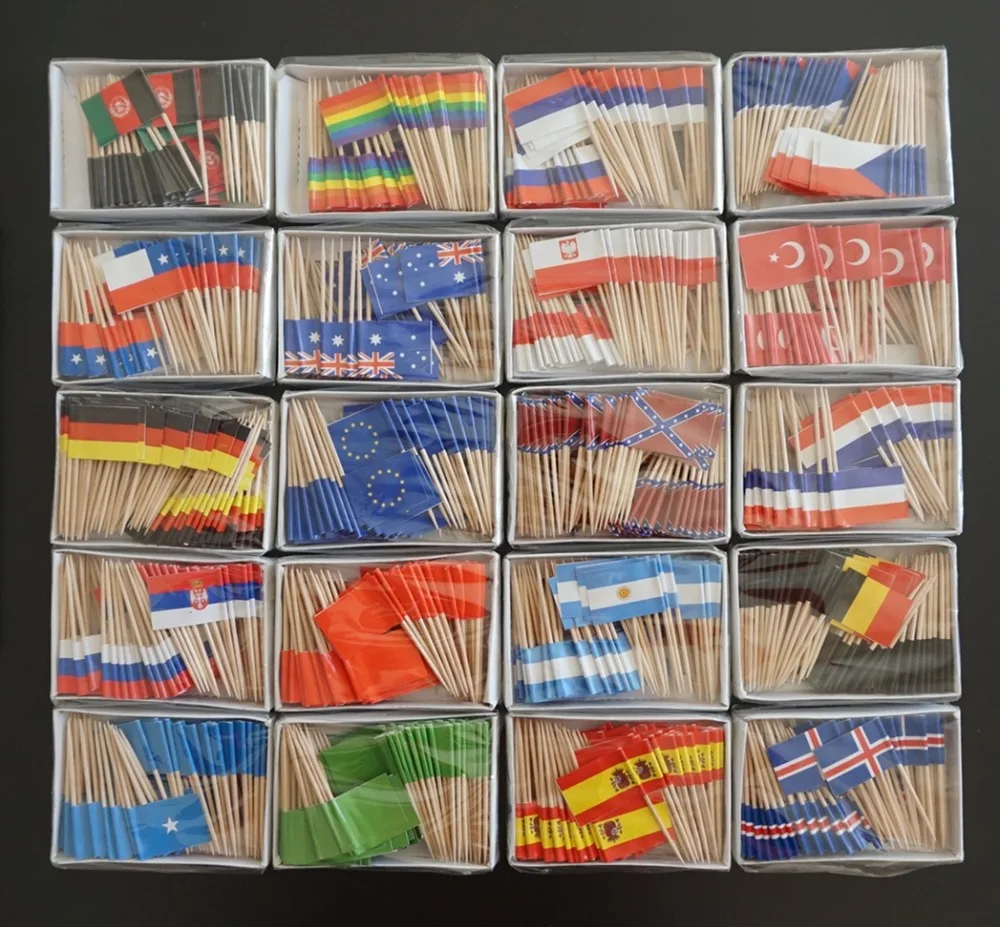 Радужные флаги для зубочистки, украшения флага, торт Топпер, total2000pcs, 100 шт./пакет