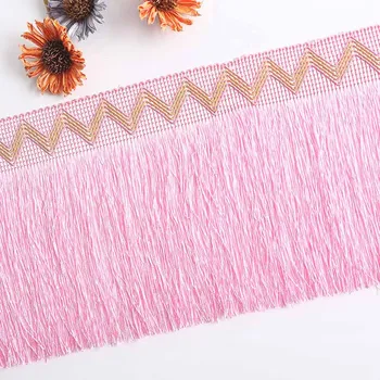 

12 meters 20cm Long Tassel Fringe Braid Velvet Lace Tassel Polyester Trim Ribbon Latin Dance Skirt Curtain Fringes for Sewing