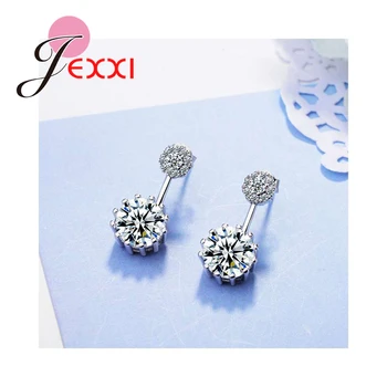 

Classic Elegant Women Female Party Engagement Jewelry 925 Sterling Silver Earrings With Shiny Cubic Zirconia Wholesale