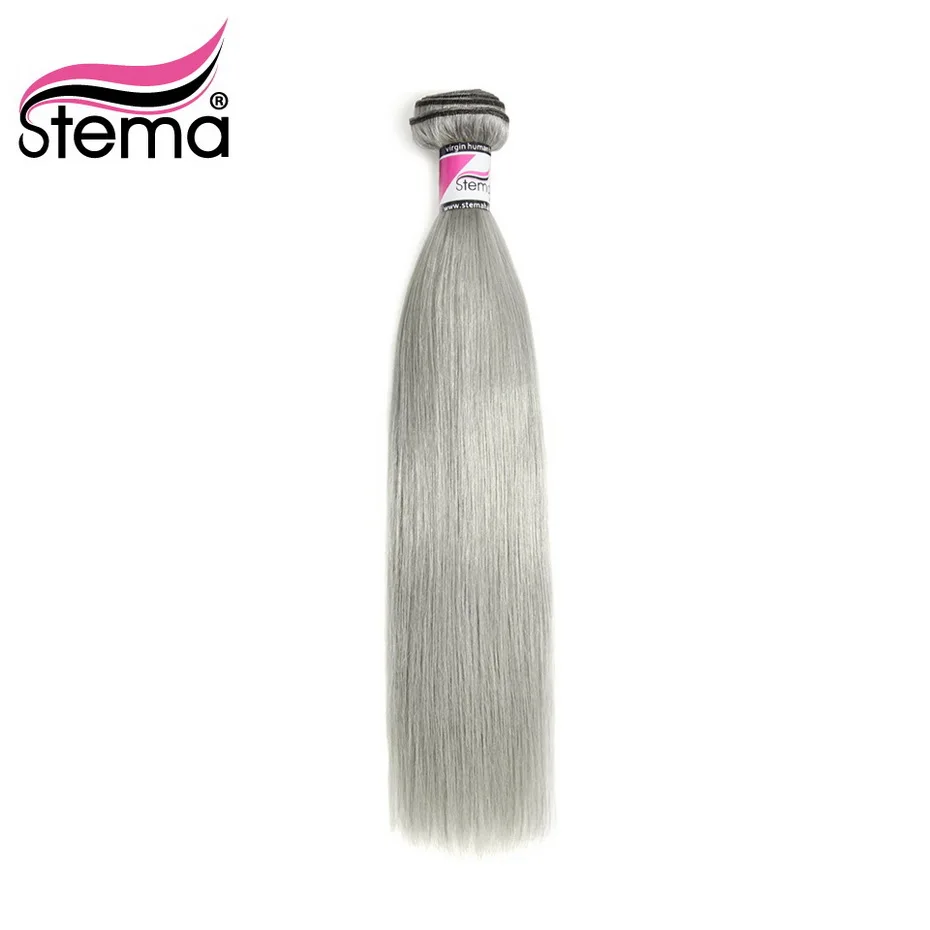 

Stema Grey Color Straiht Hair Weft 1/3/4 Bundles Deal Brazilian 100% Human Remy Hair Extension Free Shipping