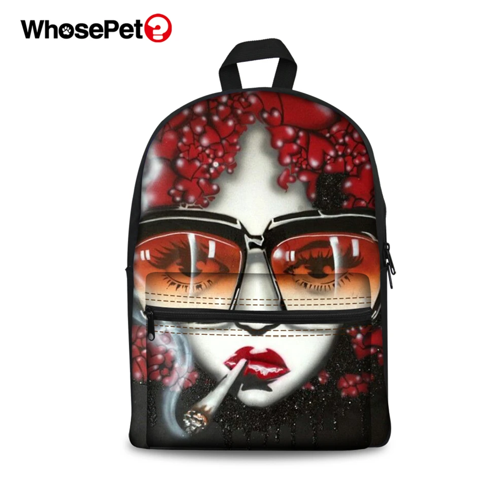 

WHOSEPET Women Backpack Pop Style Girls Printing School Bags for Girls Fashion Canvas Rucksack Female Backpack Student Bookbags
