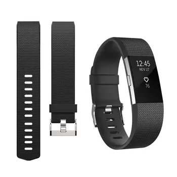 

For Fitbit Charge 2 Band Silicone Rubber Smart Sport Fitness Watch Wrist Strap For Fitbit Charge 2 Wristband Black Color