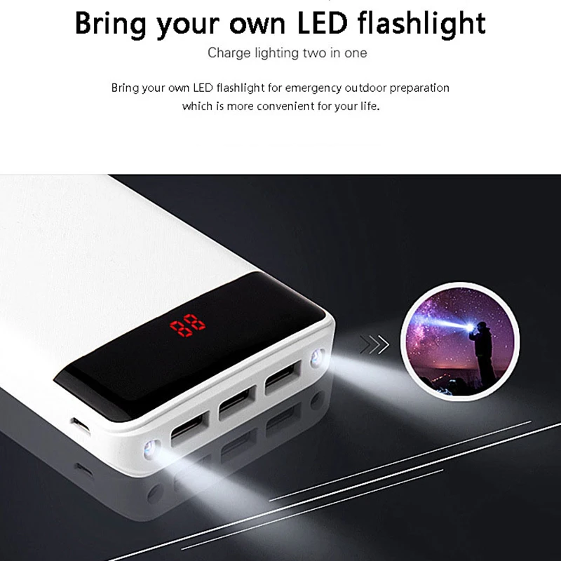 Внешний аккумулятор 30000 mAh 3USB портативное зарядное устройство Bateria Externa Pack Литий