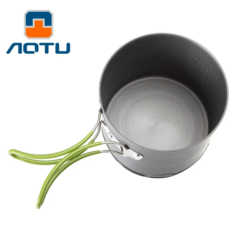 1,2 L de utensilios de cocina al aire libre maceta de intercambiador de calor de recoger de aluminio anodizado para 1-2 personas
