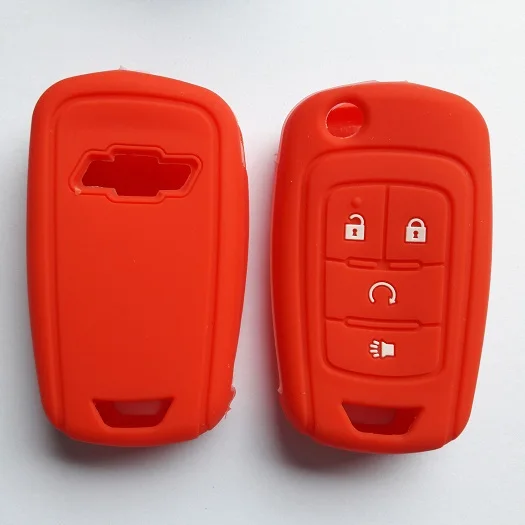 RUNFA Авто силикагель автомобильный чехол для ключей защитный держатель для Chevrolet Chevy Sonic Trax 4 кнопки Флип складной брелок крышка - Название цвета: Красный