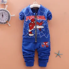 2016 spring and autumn Spider Man Star Children suit male virgin BABY coat pants two pieces sets sweater baby boy clothing suit