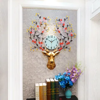 

Deer head wall clock living room modern creative clock home silent wall watch Nordic decorative clock