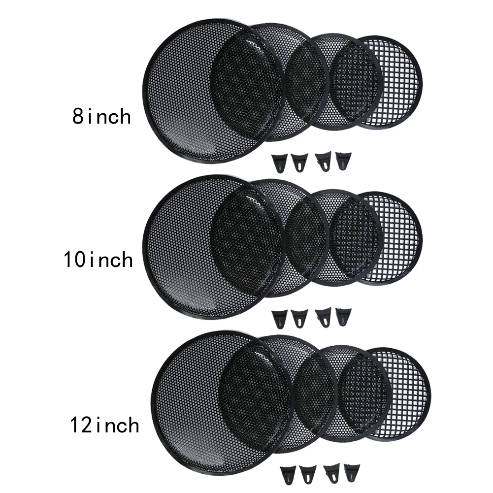 1Pc 8/10/12 inch Black Auto Speaker Cover Round Metal Mesh Car Subwoofer Speaker Cover