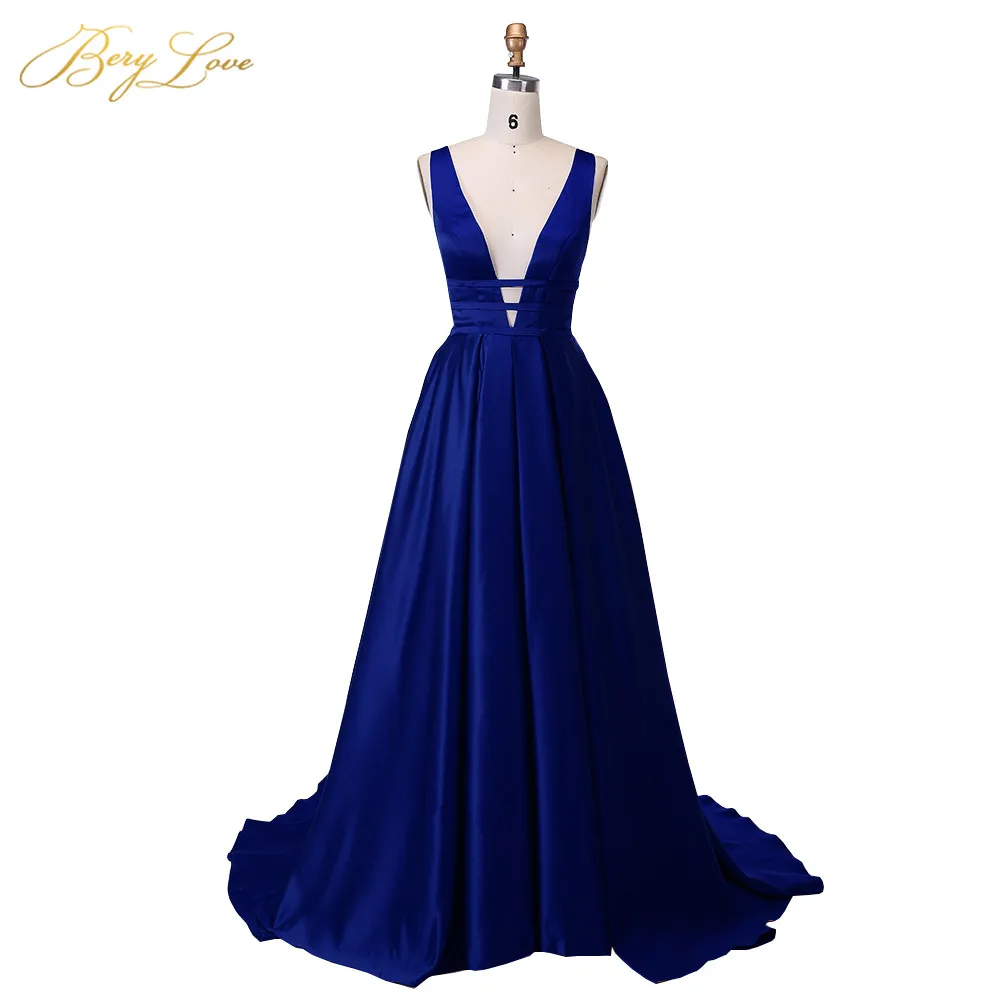 Royal Blue-95 Berylove, сексуальное красное вечернее платье,, элегантное, атласное, вечернее платье, длинное, официальное, Abiye, для выпускного, вечерние платья, vestido longo festa 04010248 - Цвет: Royal Blue-95