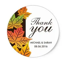 1.5inch Autumn Maple Leaf Wedding Favor Thank You Sticker