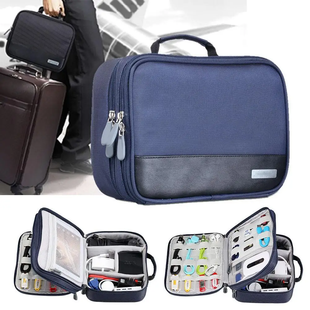 

Waterproof Electronic Accessories Bag Organizers For Earphone Cables USB Flash Drives Travel Case Digital Storage Bag Blue RT