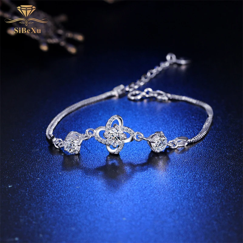 

Trendy Women 925 Sterling Silver Bracelet Bridal Lady Shiny Women Bridal Wedding Engagement Anniversary Party Jewelry Anel Mujer