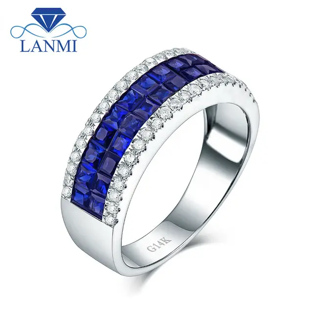 LANMI OFFCIAL Fine Jewelry Solid 14Kt White Gold Men Band