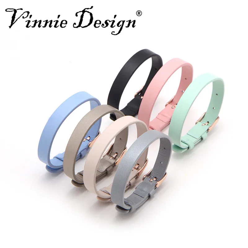 

Vinnie Design Jewelry Genuine Leather Wrap Bracelets with Rose Gold Buckle for Keeper Slide Charms Multicolor 10pcs/lot