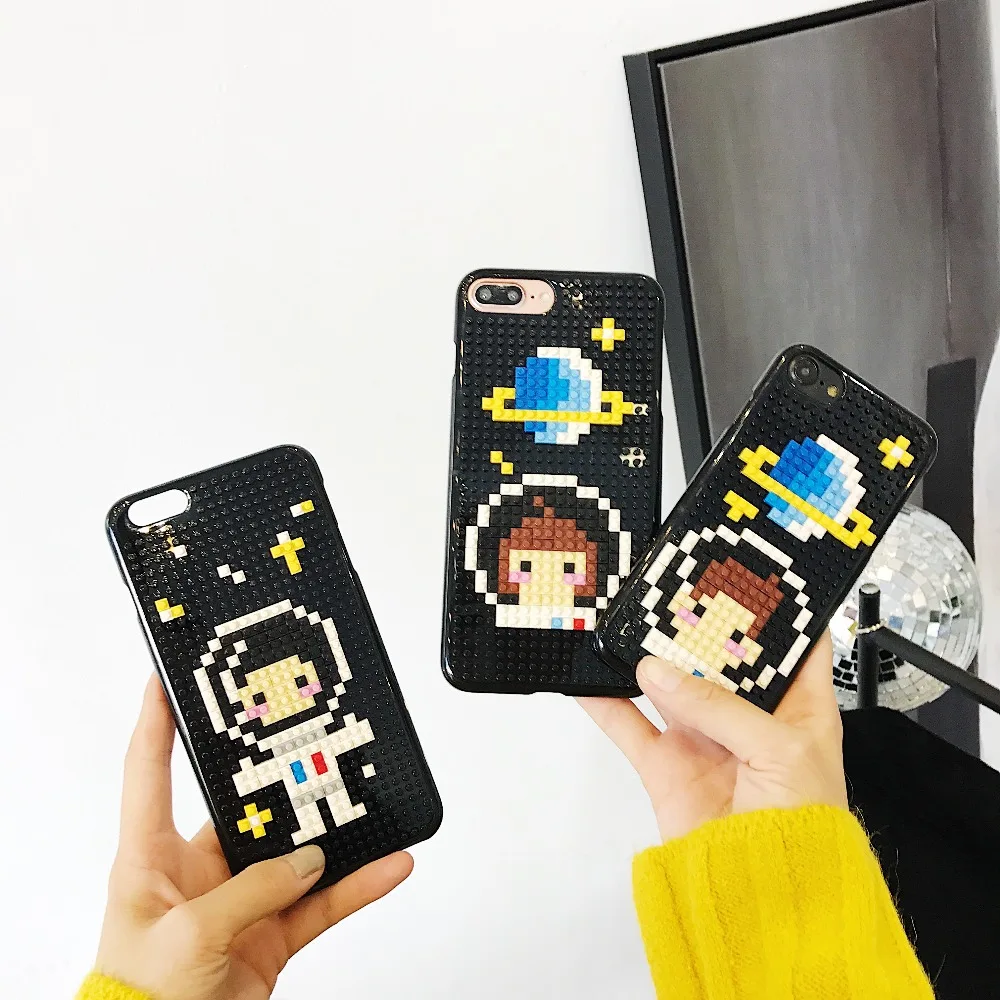 

Space Puzzle Phone Cover For Huawei P10 Case Blocks Lego DIY Jigsaw Pattern Protector Couple Coque For Huawei P10 Plus Fundas