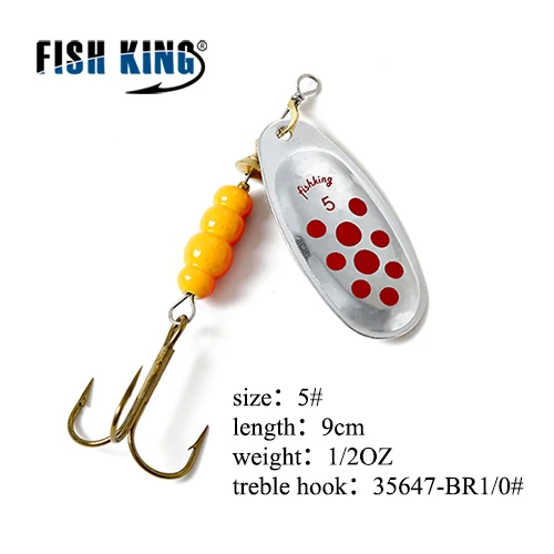 FISH KING 4 цвета размер 0#-5# spinner ложка приманки металлическая жесткая приманка с тройным крючком рыболовные снасти Pesca - Цвет: Off White