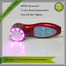 Portable 7 Color Photon Rejuvenation 3MHZ Ultrasound Ultrasonic Facial Beauty Instruments Free Shipping