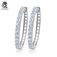 ORSA JEWELS Цвет Розовое Золото Большие Серьги-Кольца Украшенные Камнями Роскошные ААА Фианит Модные Женские Круглые Серьги-Кольца с Фианитом ОЕ143