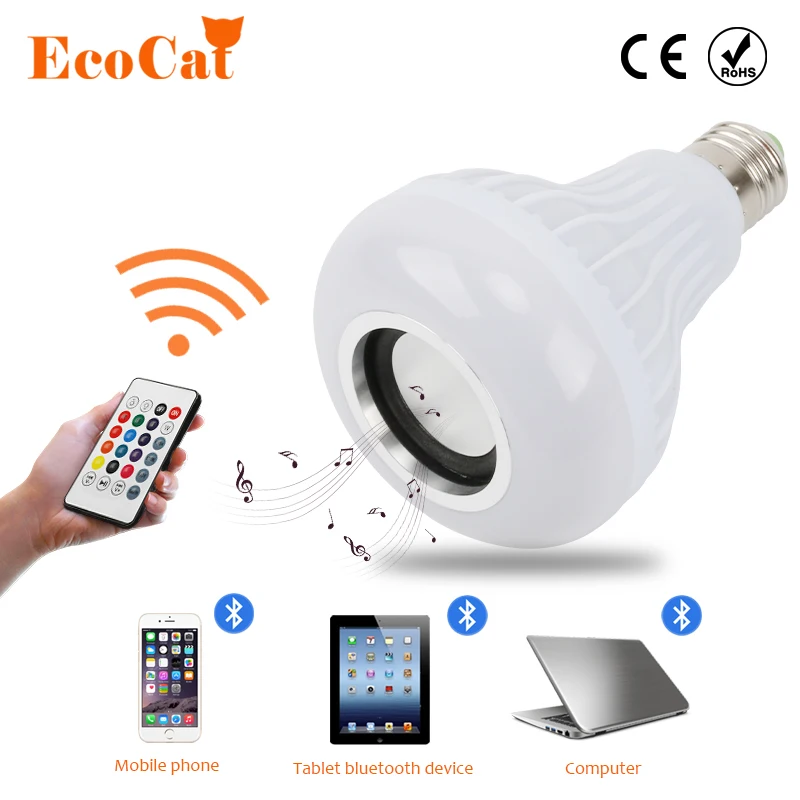

E27 LED RGB Bluetooth Speaker Bulb Wireless 12W Power Music Playing Light Lamp