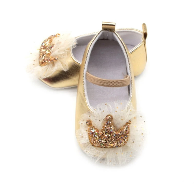 

Infant Newborn Baby Girl Shoes Soft Anti-Slip Crib Shoes Sequin Crown Princess Dress Shoes for 0-18 Months 2019