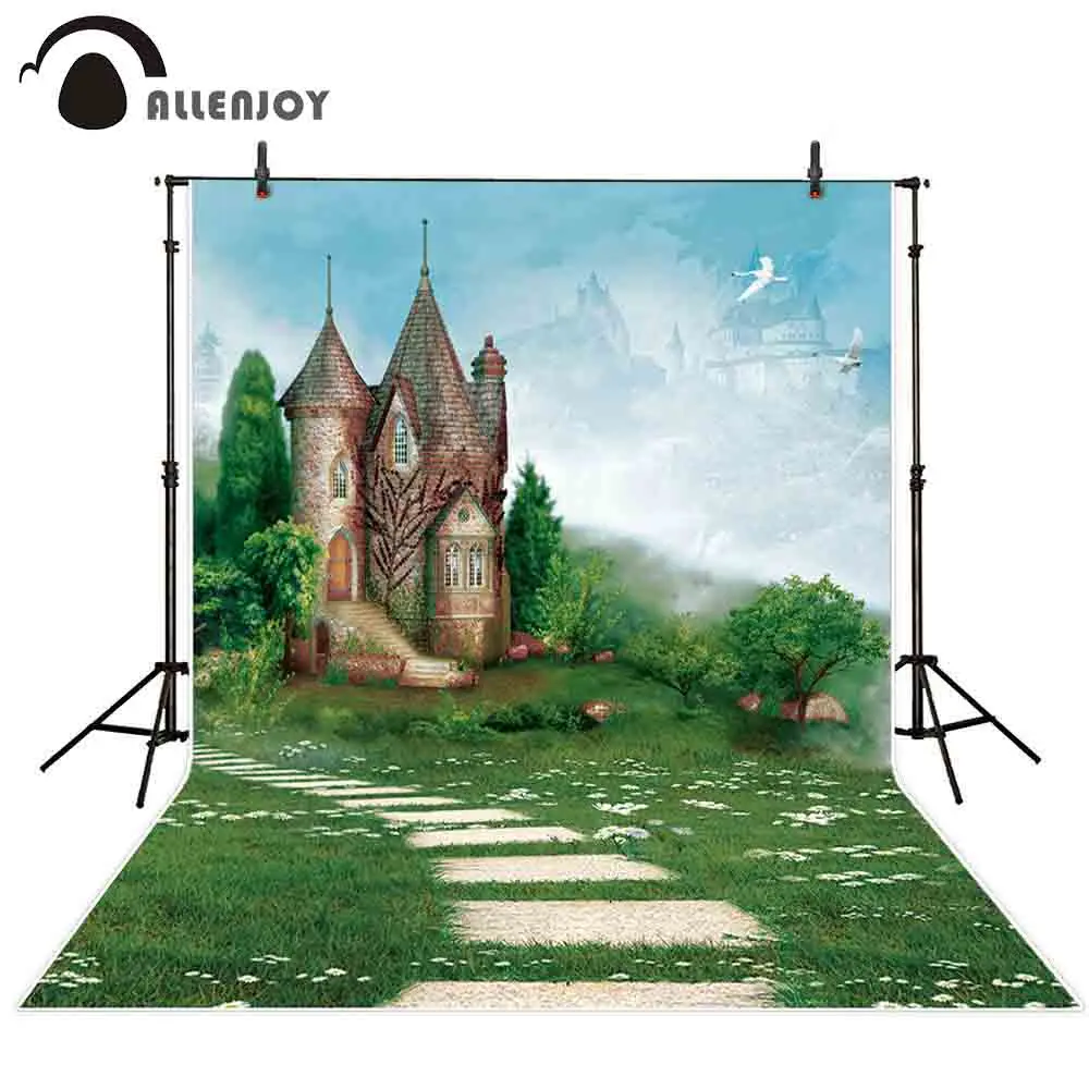 

Allenjoy photography backdrop fairytale castle spring path children photo studio backgrounds for shoots photocall