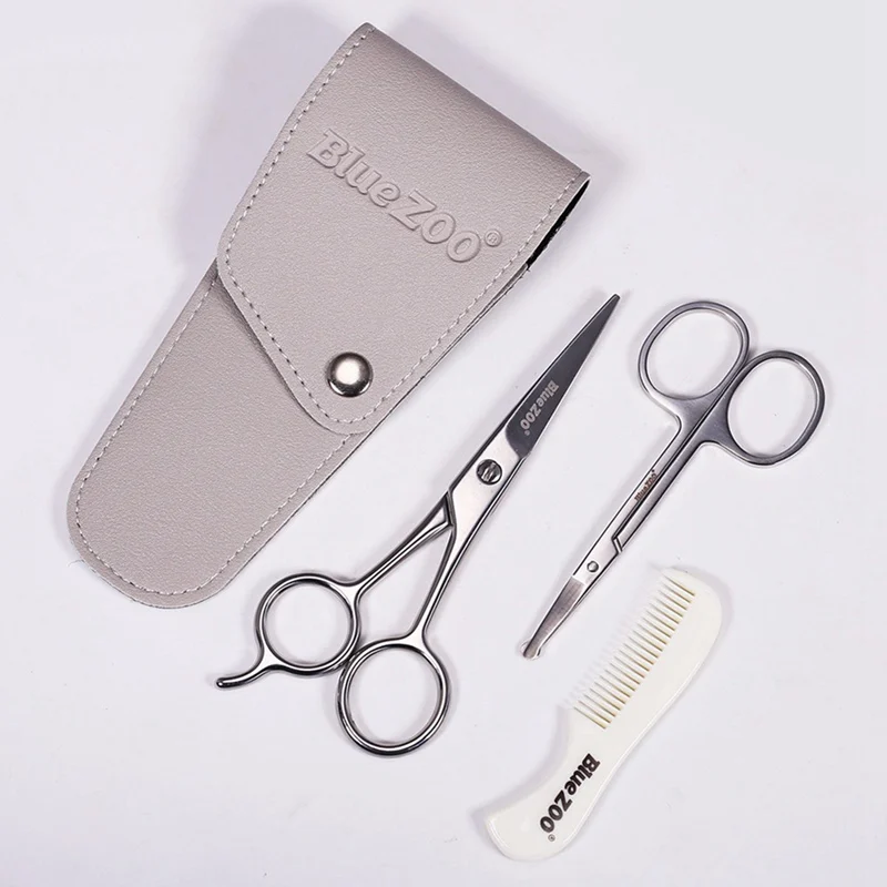 3pcs/set Beard Care Set Professional Hair Scissors and Comb Set for Men Hair Scissor Moustache