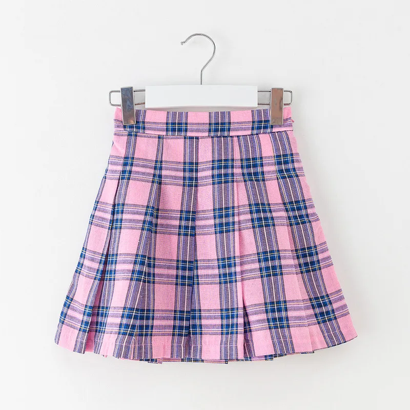 

New Girls Pleated A-line Skirts Girls Harajuku Cotton Plaid Sailor Mini Skirt Japanese School Skirt Uniform for 4-15yrs CA867