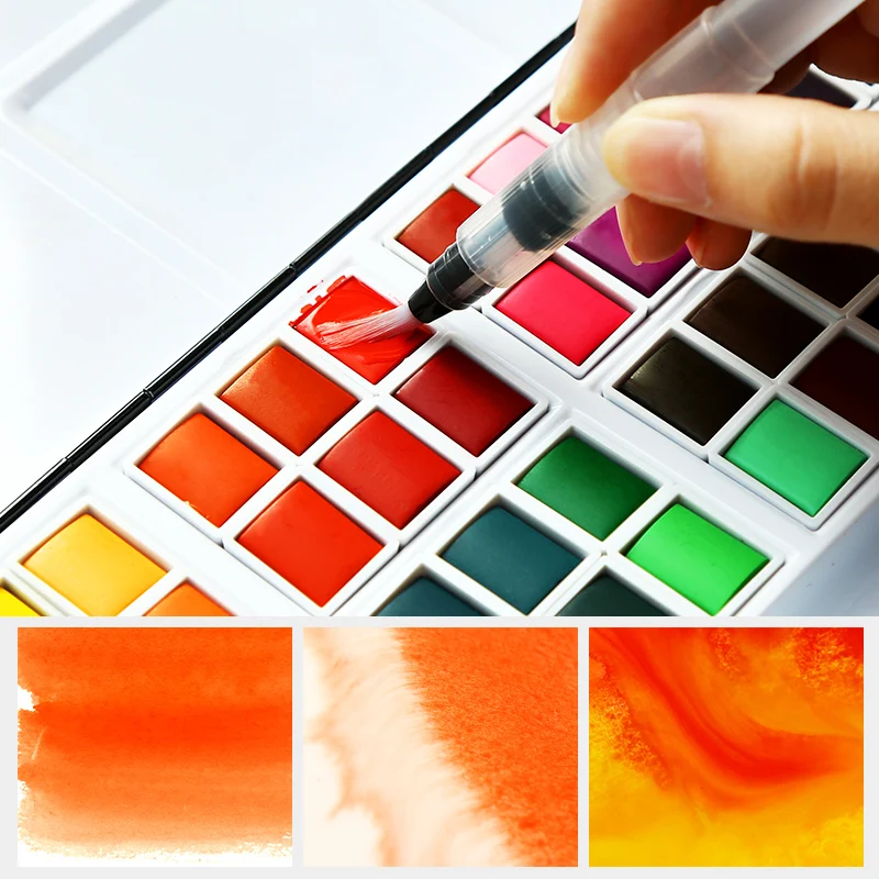 Kaufen 48 farben Wasser Feste Farbe Malen Set Metall Eisen Box Aquarell Malerei Pigment Tasche Set Für Zeichnung Kunst Liefert