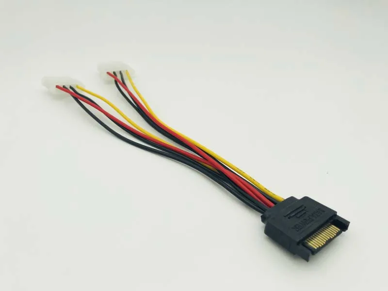 5 шт. 15Pin SATA к 2 двойной 4Pin кабель питания IDE Molex силовой свинец Y сплиттер Шнур 18AWG