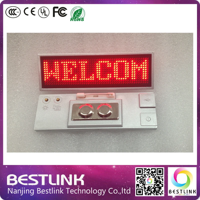 silver frame red color led name badge led name tag programmable diy kits program mini led