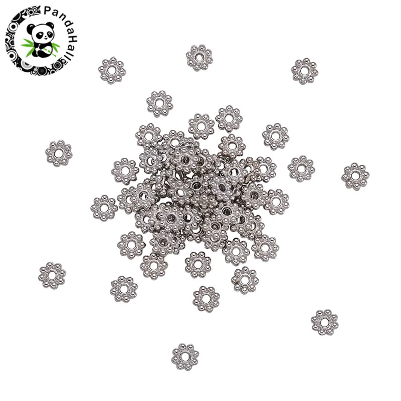 300 шт. 5x1,5 мм цветок Spacer круглый металлический для изготовления ювелирных изделий браслет смешанные Цвет отверстие: 1 мм