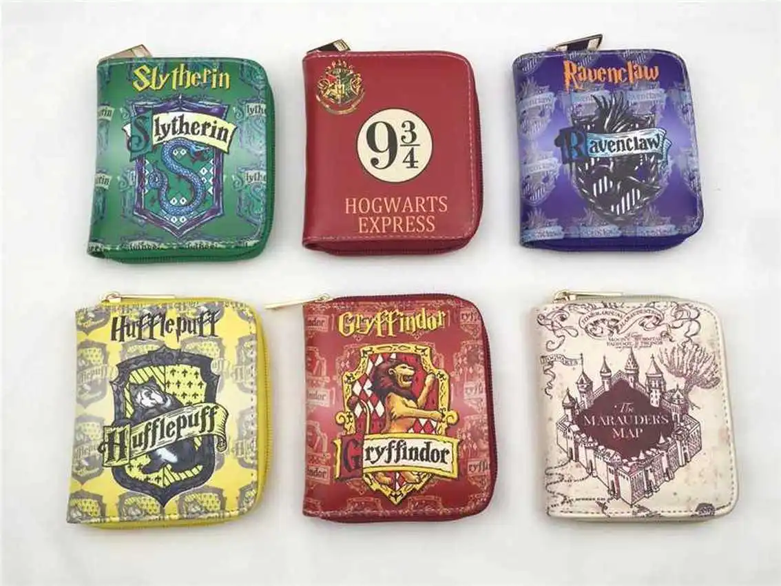 

Harry Potter Hogwarts Gryffindor short zipper wallet Card Holder Layers cosplay Purse pu coin colours Leather Handbag money bag