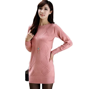 

2017 Women's Thicking Knitted Pullovers Long Sweaters Female Full Sleeve Sweater Ladies Outerwear Women's Knitwear Pullovers